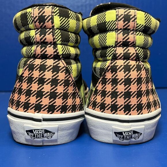 Vans Sk8 Hi Reissue Buffalo Mix Plaid Yellow Peach Sneakers M7/W8.5 - Picture 4 of 9